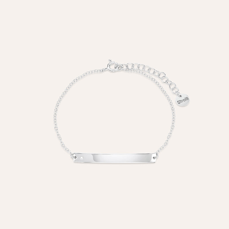 Bracciale Con Targhetta Silver Collection Argento Rodiato Cubic Zirconia - Bracciali con Incisione Donna | Stroili