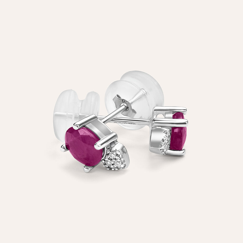 Orecchini Lobo Punto Luce Elizabeth Crown Oro Bianco Rubino Diamante - Orecchini a Lobo Donna | Stroili