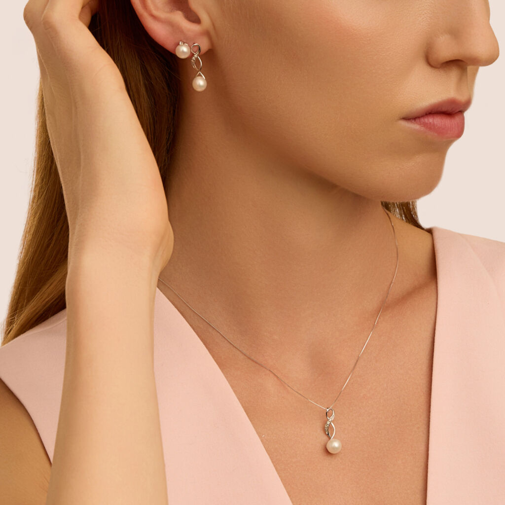 Collana Gold Pearls Oro Bianco Perla D'Acqua Dolce Diamante