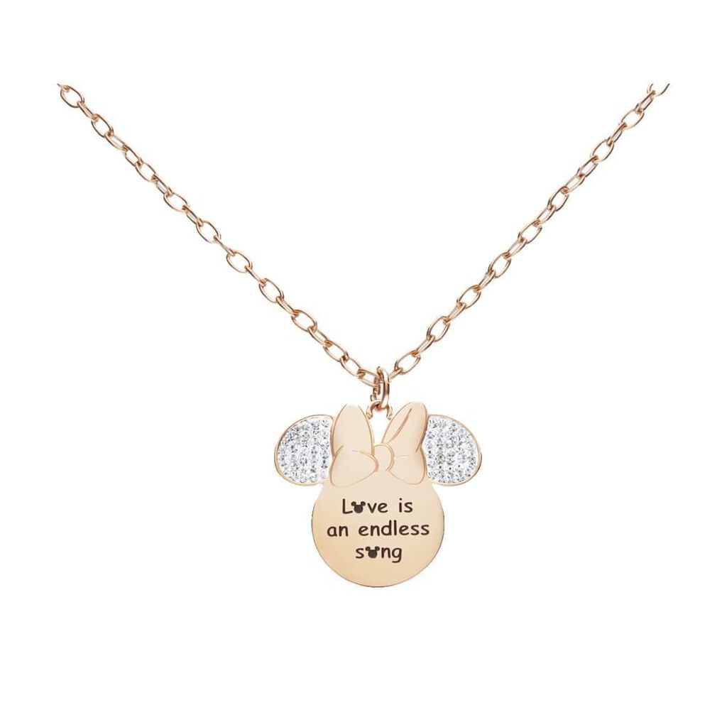 Collana Lady Message Acciaio Rosato Disney e Cristalli