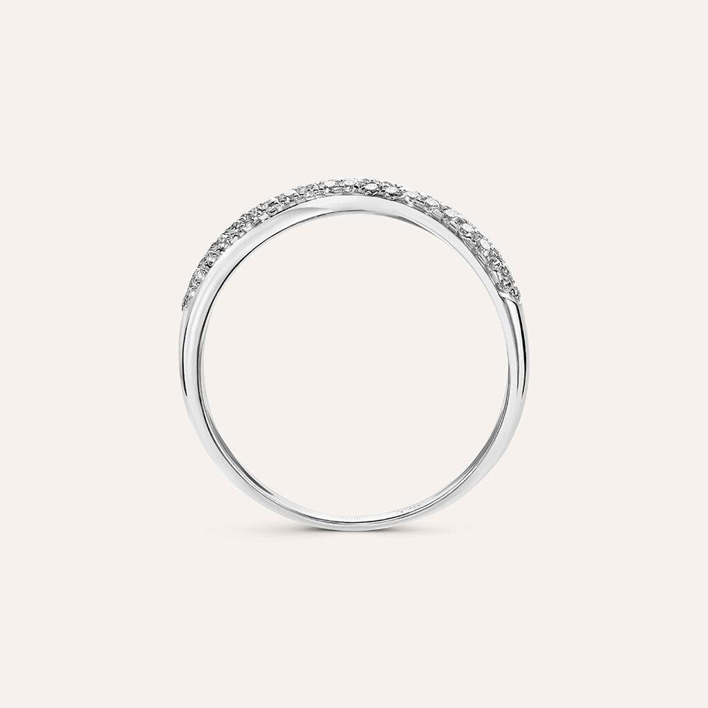 Anello Fascia Claire Oro Bianco Cubic Zirconia - Anelli a Fascia Larga Donna | Stroili