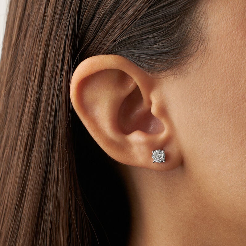 Orecchini Lobo Punto Luce Petali Oro Bianco Diamante - Orecchini a Lobo Donna | Stroili