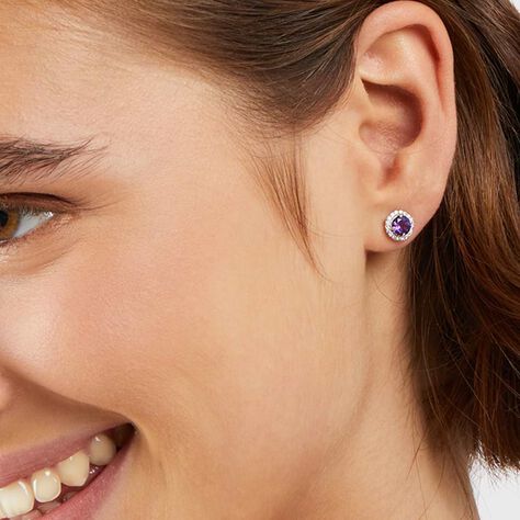 Orecchini Lobo Punto Luce Amélie Oro Bianco Ametista Cubic Zirconia - Orecchini a Lobo Donna | Stroili