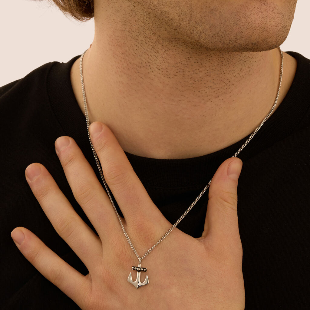 Collana Gentleman Argento Rodiato