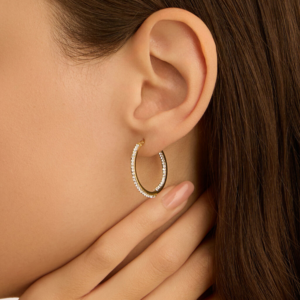 Orecchini A Cerchio Toujours Oro Giallo Cristallo