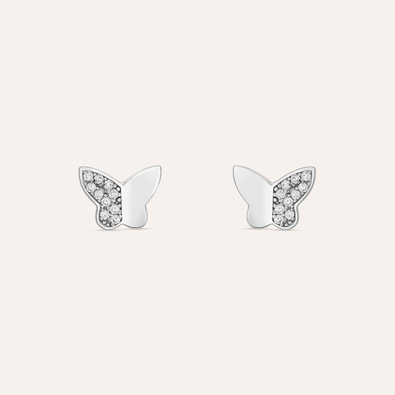 Orecchini Lobo Claire Oro Bianco Cubic Zirconia - Orecchini a Lobo Donna | Stroili
