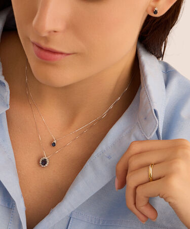Orecchini Lobo Punto Luce Elizabeth Crown Oro Bianco Zaffiro Diamante