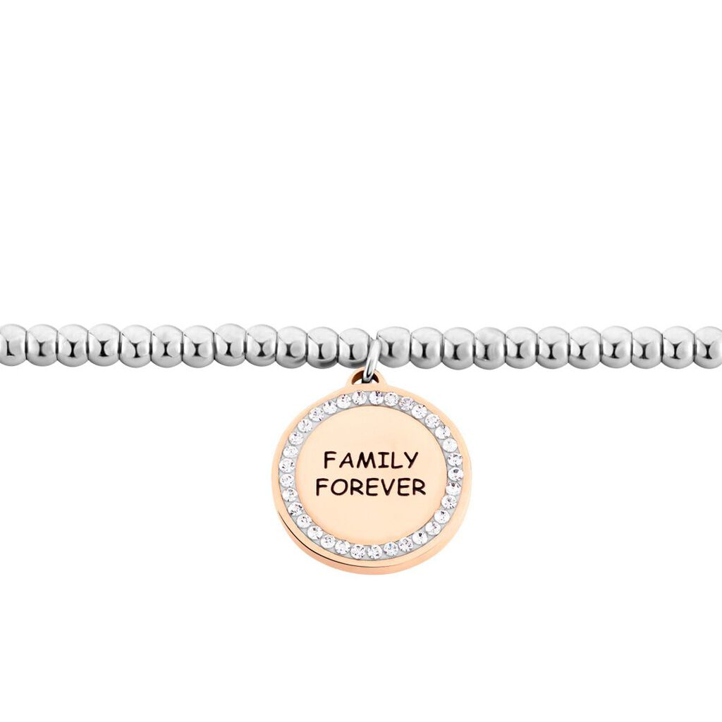 Bracciale Lady Message Acciaio Bicolore Bianco / Rosa Cristallo - Bracciali con Incisione Donna | Stroili