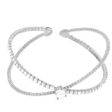 Bracciale bangle big in metallo rodiato e cristalli