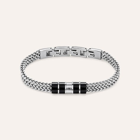 Bracciale Man Code Acciaio Bicolore Bianco / Nero Cubic Zirconia - Bracciali Uomo | Stroili