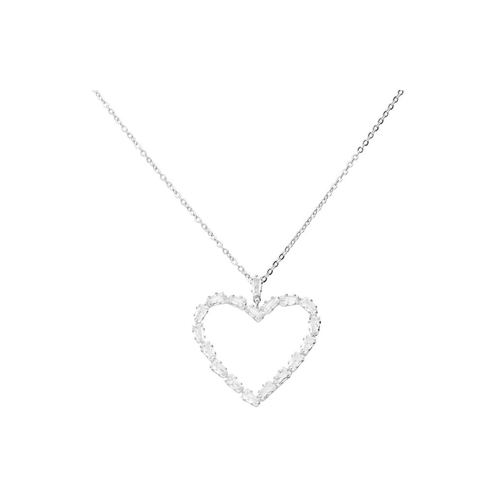 Girocollo in metallo rodiato con pendente cuore con strass - Collane Donna | Stroili