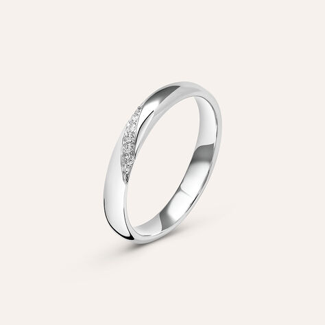 Fede Comoda 3 mm Oro Bianco Diamante - Anelli con Incisione Donna | Stroili
