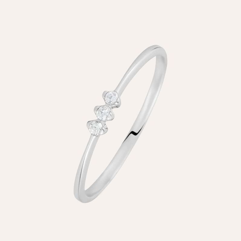Anello Trilogy Claire Oro Bianco E Cubic Zirconia - Anelli con Pietre Donna | Stroili