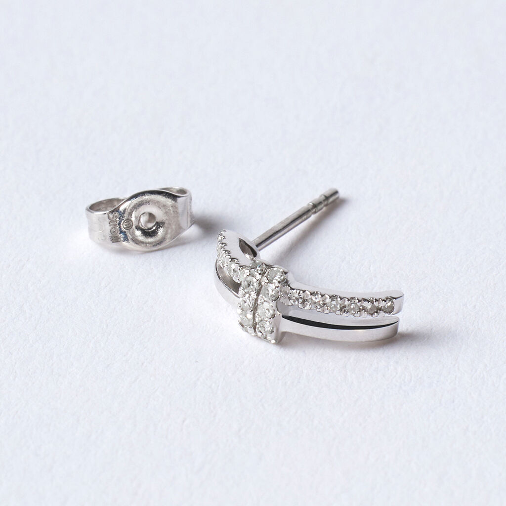 Orecchini Lobo Sophia Oro Bianco Diamante - Orecchini a Lobo Donna | Stroili