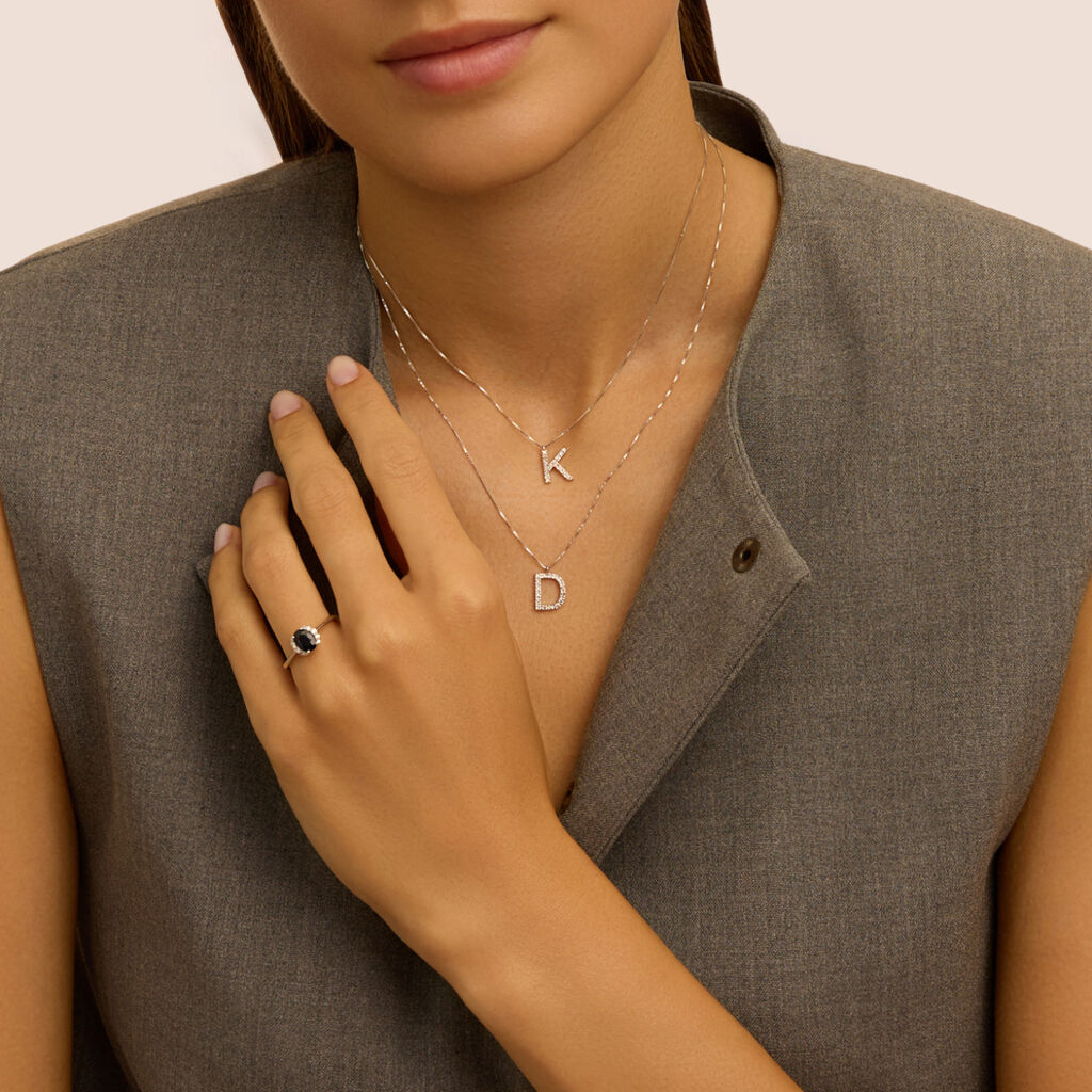 Anello Solitario Elizabeth Crown Oro Bianco Zaffiro Diamante