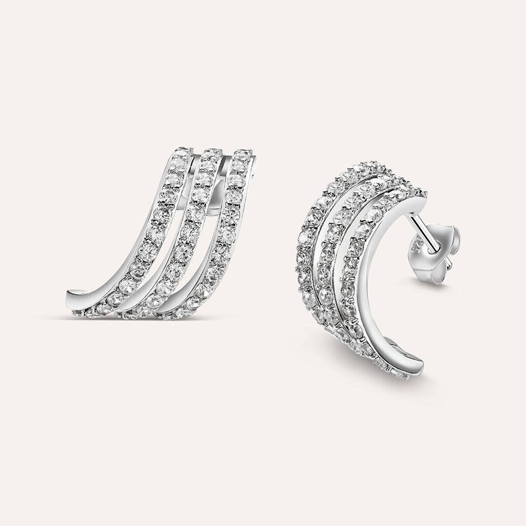 Orecchini A Cerchio Silver Shine Argento Rodiato Cubic Zirconia