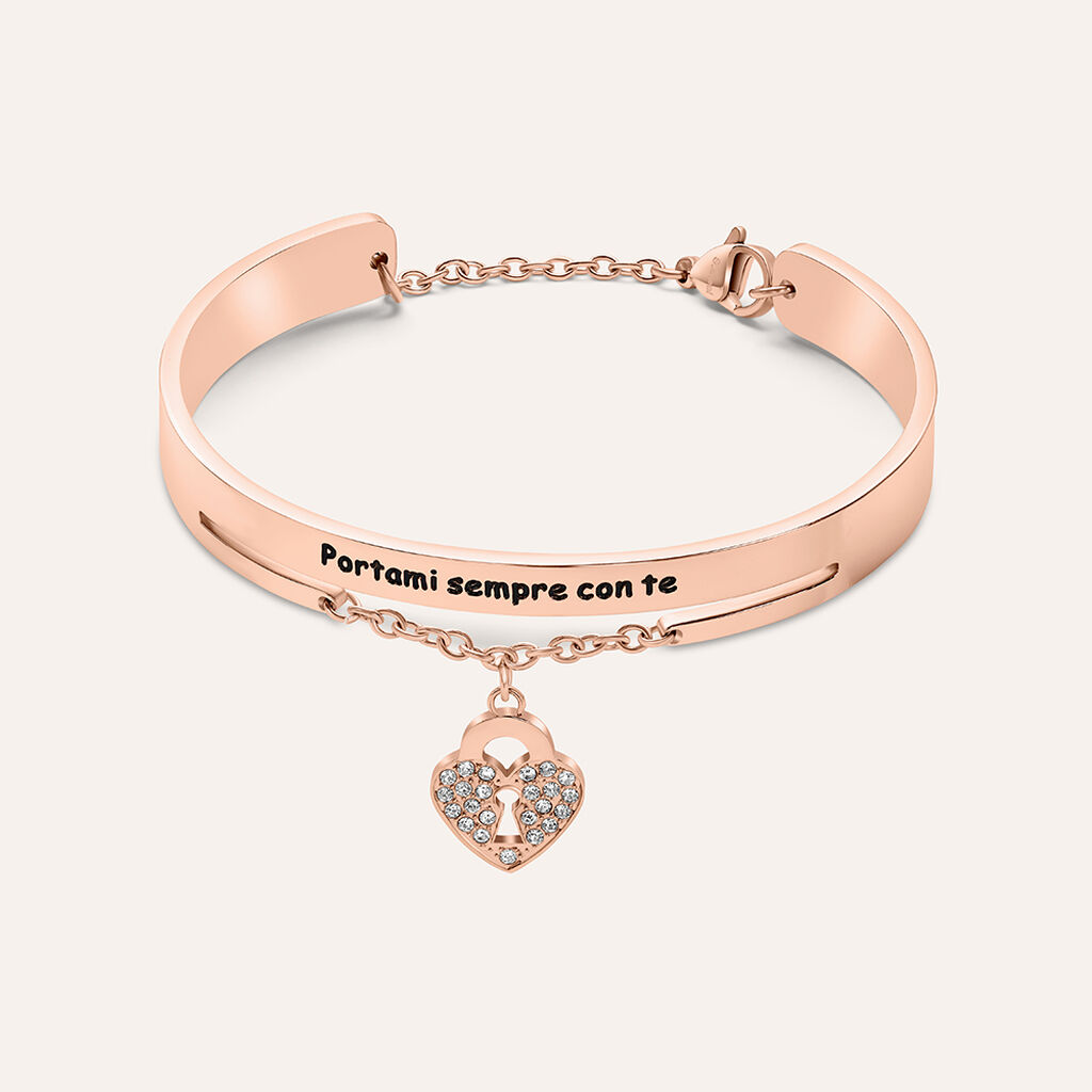 Bangle Lady Message Acciaio Rosa Cristallo - Bracciali Rigidi Donna | Stroili
