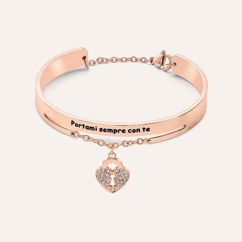 Bangle Lady Message Acciaio Rosa Cristallo - Bracciali Rigidi Donna | Stroili