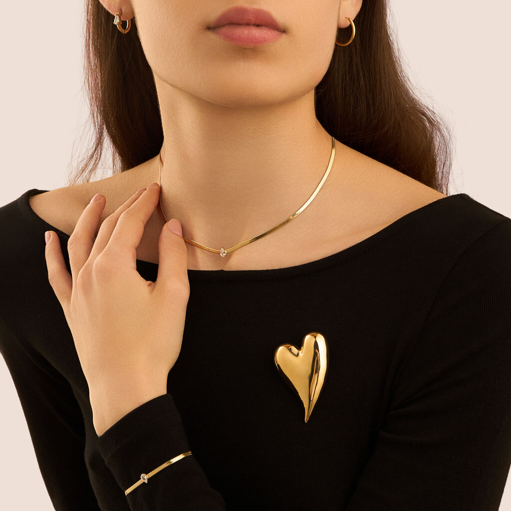 Orecchini A Cerchio Radiance Acciaio Dorato Cristallo