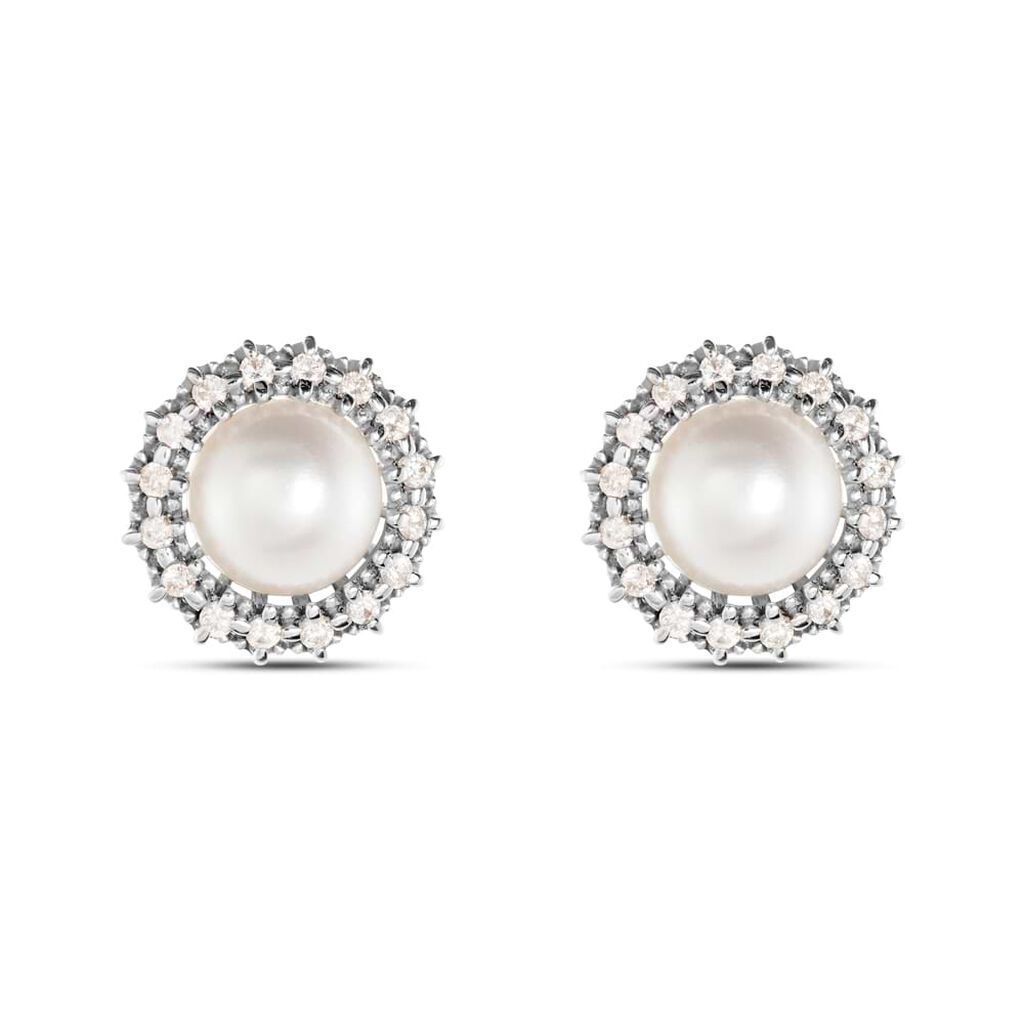 Orecchini Lobo Gold Pearls Oro Bianco Perla D'Acqua Dolce Diamante - Orecchini a Lobo Donna | Stroili