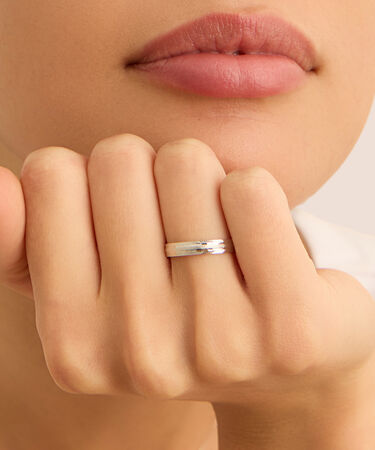 Fede Classica Diamantata 3 mm Oro Bianco