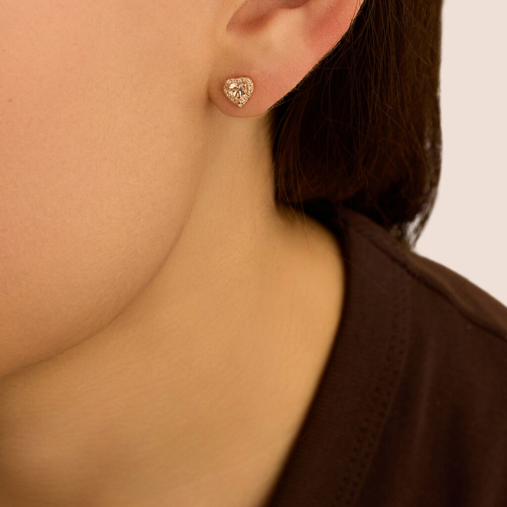 Orecchini Lobo Jasmine Oro Rosa Morganite Diamante - Orecchini a Lobo Donna | Stroili