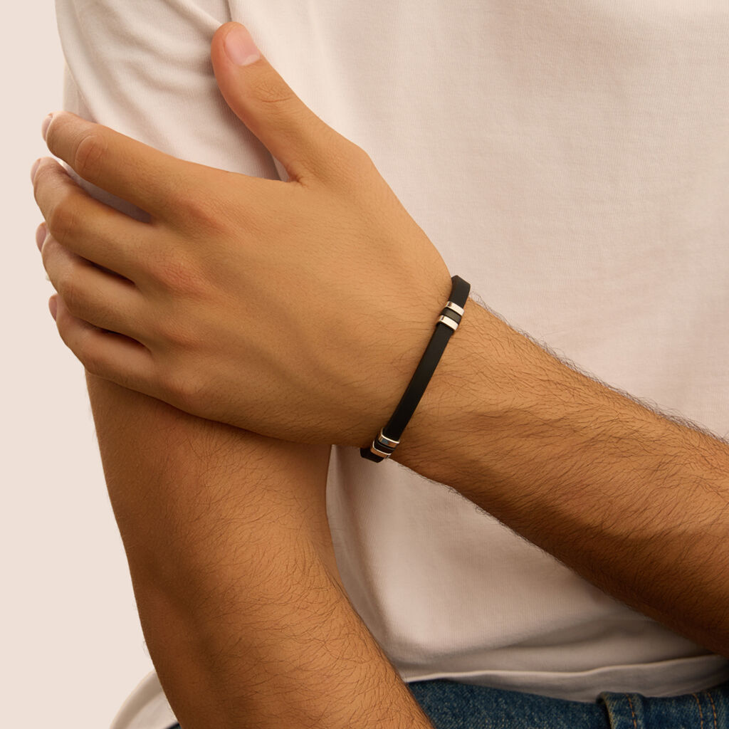 Bracciale Man Code Acciaio Bicolore Bianco / Nero