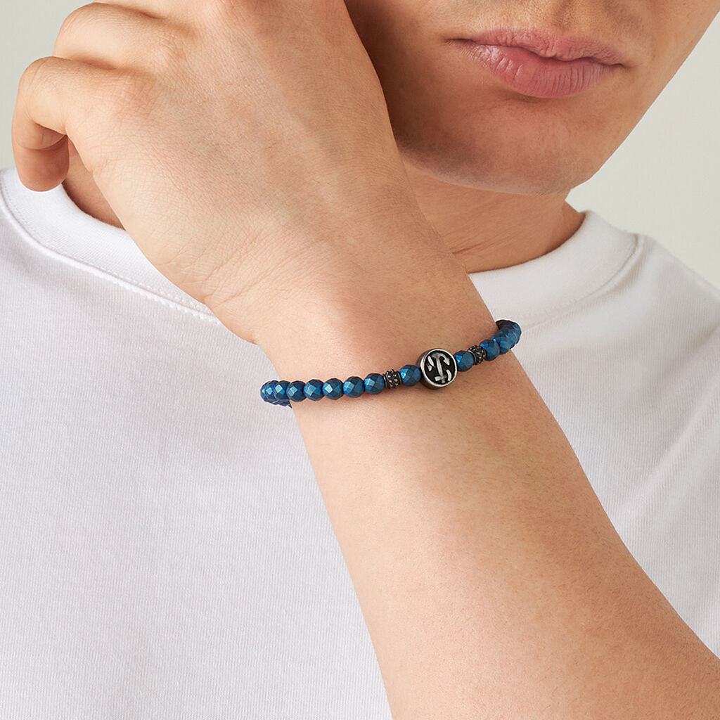 Bracciale Man Code Acciaio Bicolore Bianco / Nero Ematite - Bracciali Uomo | Stroili