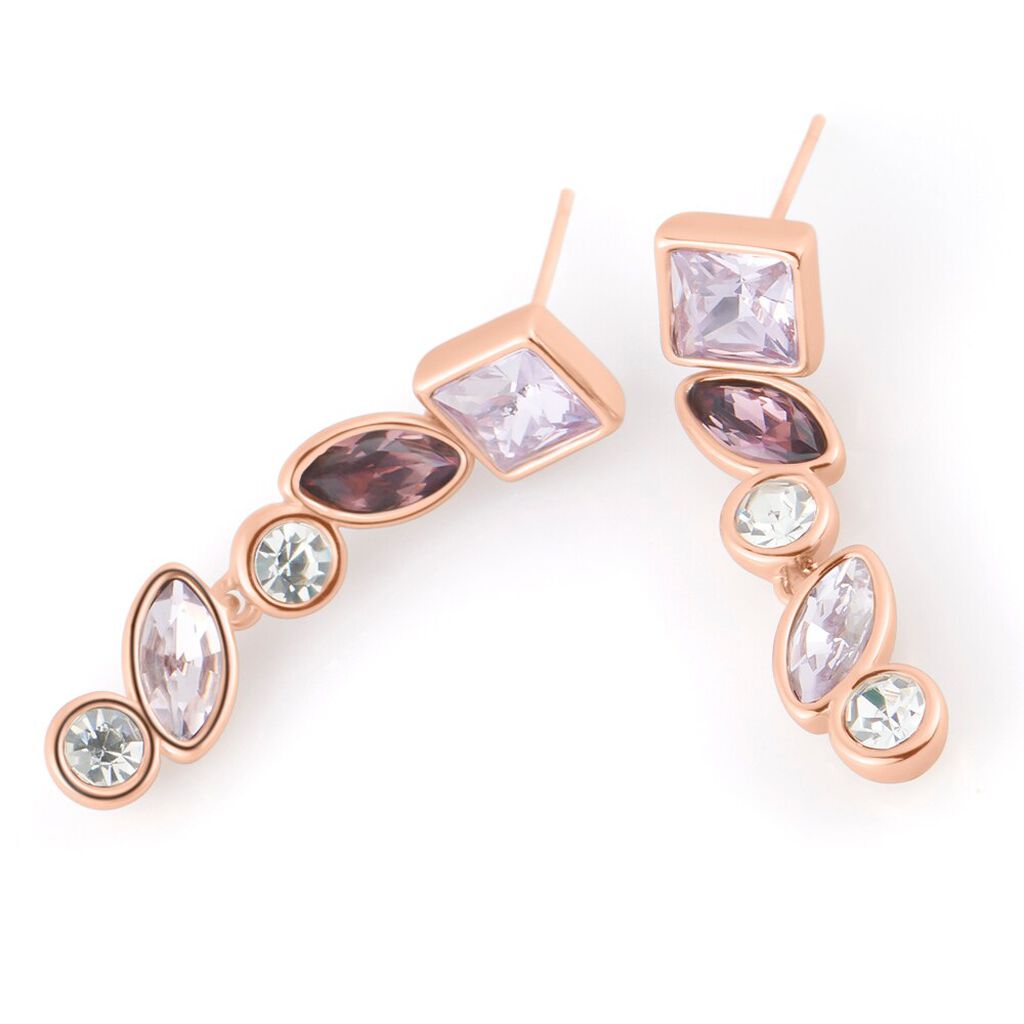 Orecchini Pendenti Violet Ottone Rosa Cristallo - Orecchini Pendenti Donna | Stroili