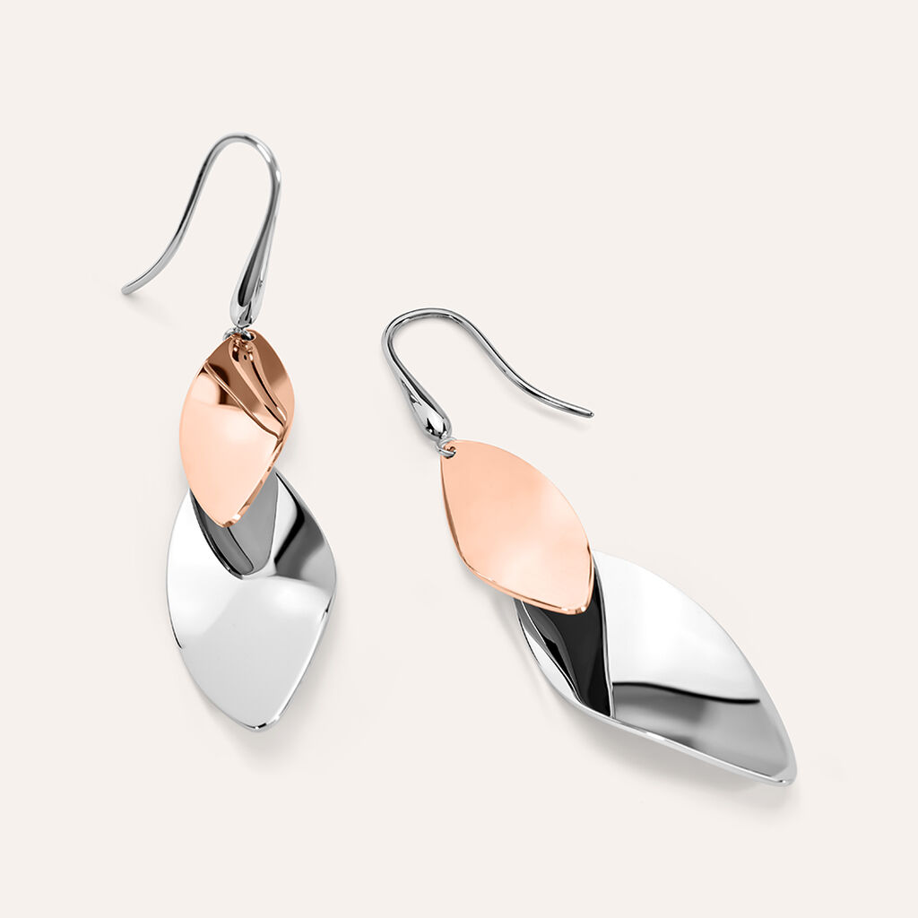 Orecchini Pendenti Lady Code Acciaio Bicolore Bianco / Rosa - Orecchini Pendenti Donna | Stroili