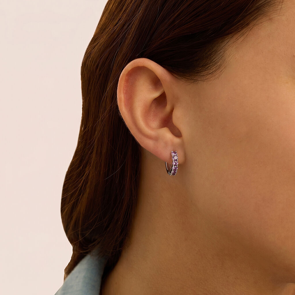Orecchini A Cerchio Toujours Oro Bianco Cubic Zirconia