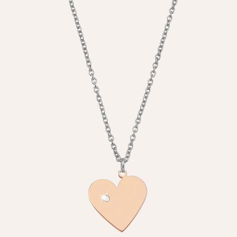 Girocollo cuore in acciaio bicolore e cristalli - Collane Donna | Stroili