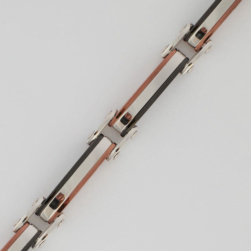 Bracciale Man Code Acciaio Tricolore Bianco / Rosa / Nero Cubic Zirconia