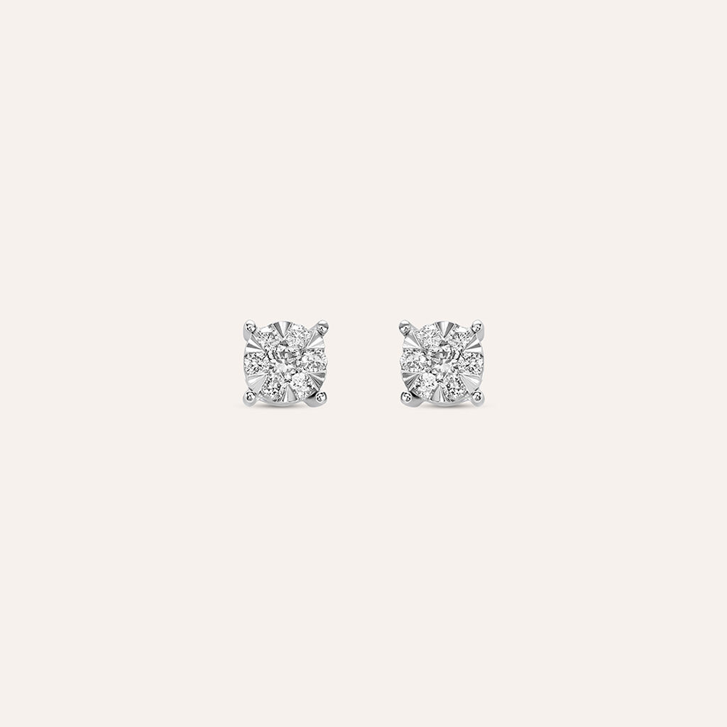 Orecchini Lobo Punto Luce Petali Oro Bianco Diamante - Orecchini a Lobo Donna | Stroili