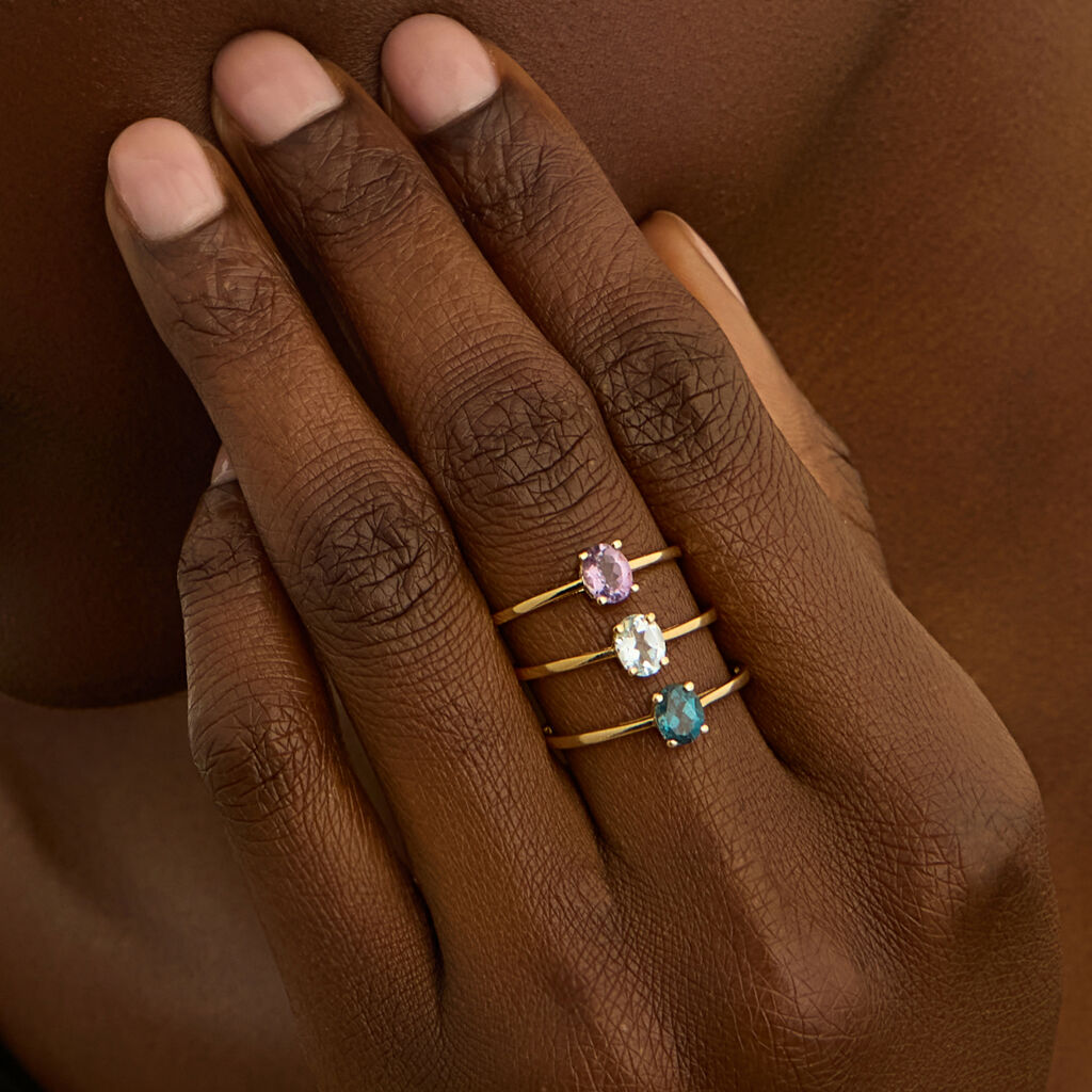 Anello Solitario Amélie Oro Giallo Topazio