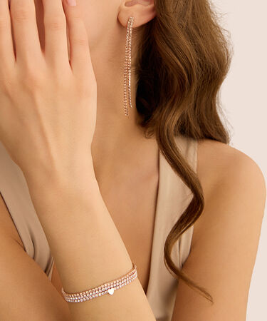 Bracciale Tennis Romantic Shine Metallo Rosa Cristallo