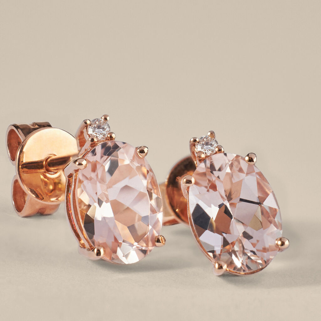 Orecchini Lobo Punto Luce Jasmine Oro Rosa Morganite Diamante - Orecchini a Lobo Donna | Stroili