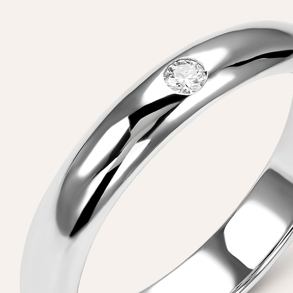 Fede Classica Leggera 3.6 mm Oro Bianco Diamante - Anelli con Incisione Unisex | Stroili