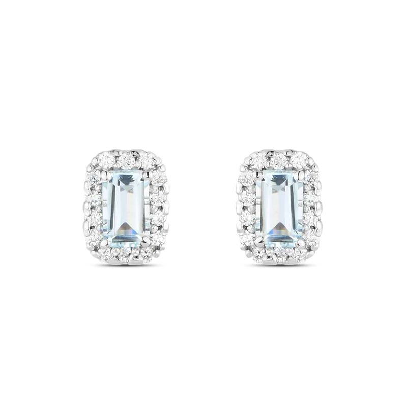 Orecchini Lobo Acquamarina Oro Bianco Acquamarina Diamante - Orecchini a Lobo Donna | Stroili