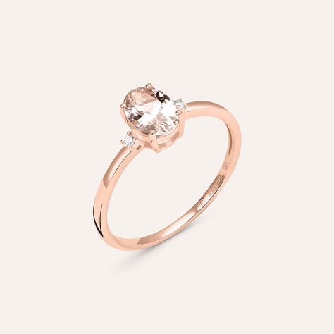 Anello Solitario Jasmine Oro Rosa Morganite Diamante - Anelli con Pietre Donna | Stroili