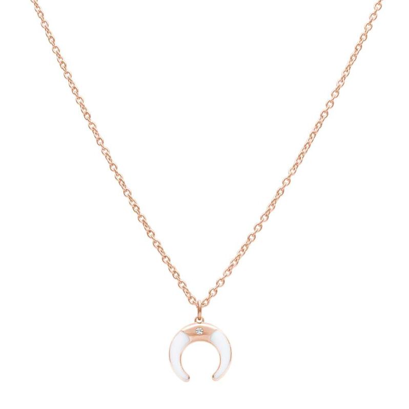 Girocollo lunula in acciaio rosato e strass - Collane Donna | Stroili