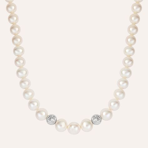 Collana Gabrielle Oro Bianco Perla D'Acqua Dolce - Collane Donna | Stroili
