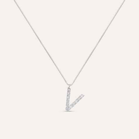 Collana Diamond Letters Oro Bianco Diamante - Collane Donna | Stroili