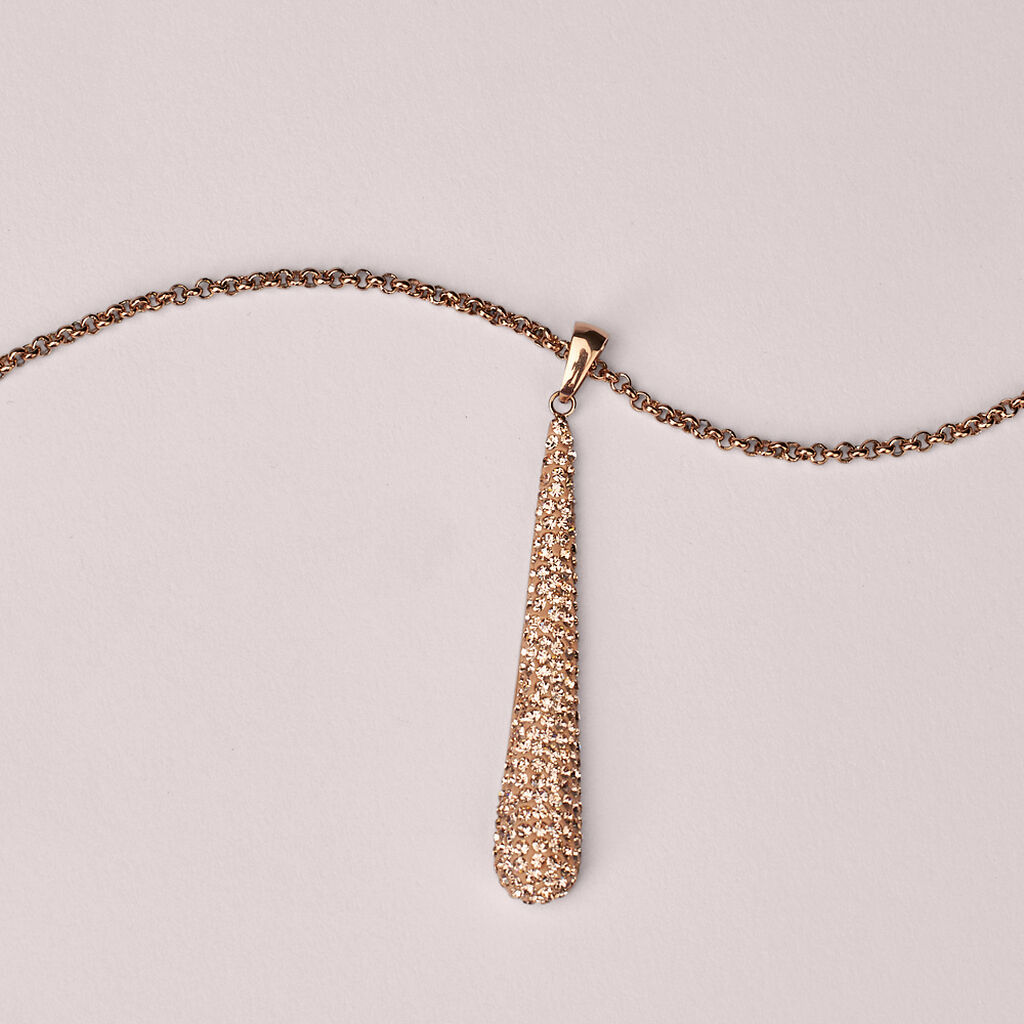 Collana Aura Acciaio Rosa Cristallo