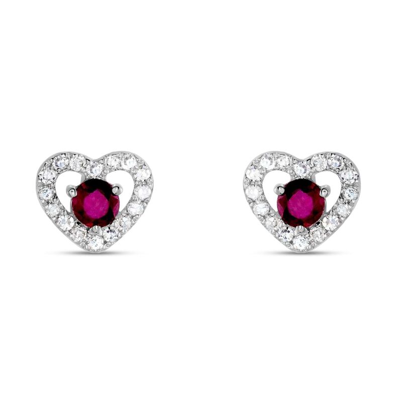 Orecchini Lobo Charlotte Oro Bianco Rubino Diamante - Orecchini a Lobo Donna | Stroili