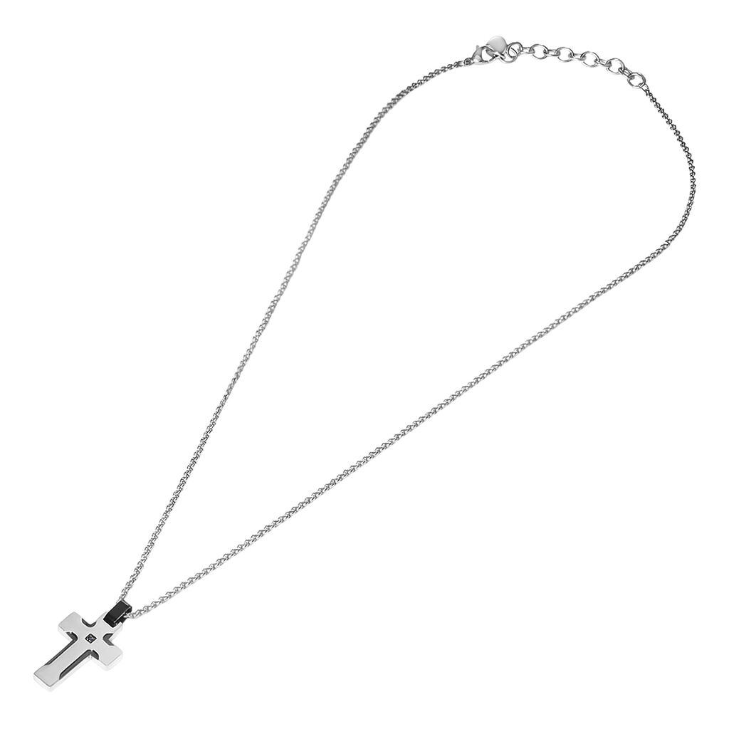 Collana Man Code Acciaio Bicolore Bianco / Nero Cubic Zirconia - Collane Uomo | Stroili