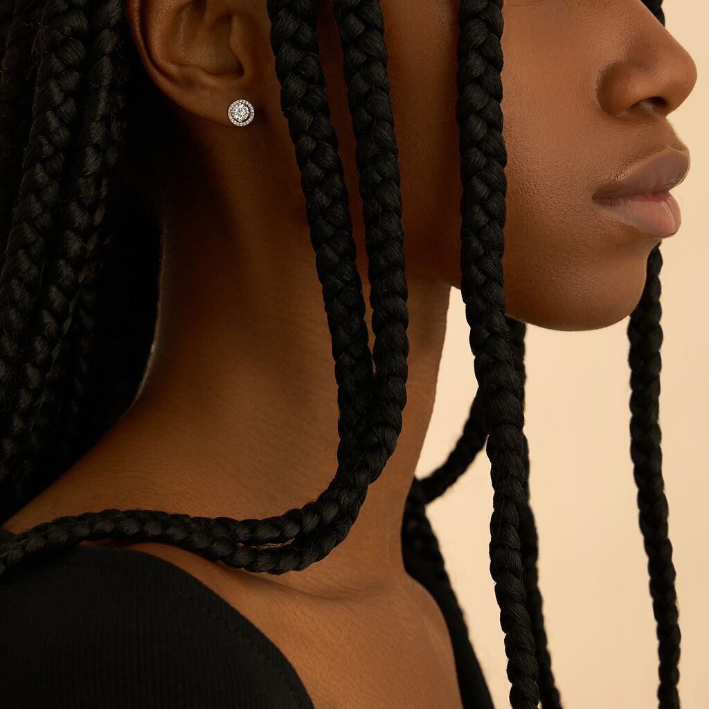 Orecchini Lobo Punto Luce Claire Oro Bianco Cubic Zirconia