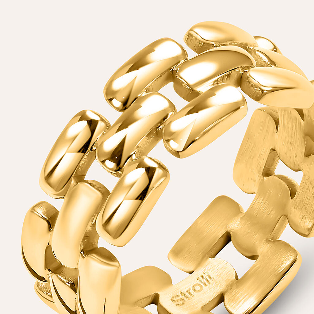 Anello Panther Chain Lady Code Acciaio Dorato - Anelli Moderni Donna | Stroili
