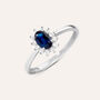 Anello Solitario Kate Charlotte Oro Bianco Zaffiro Diamante