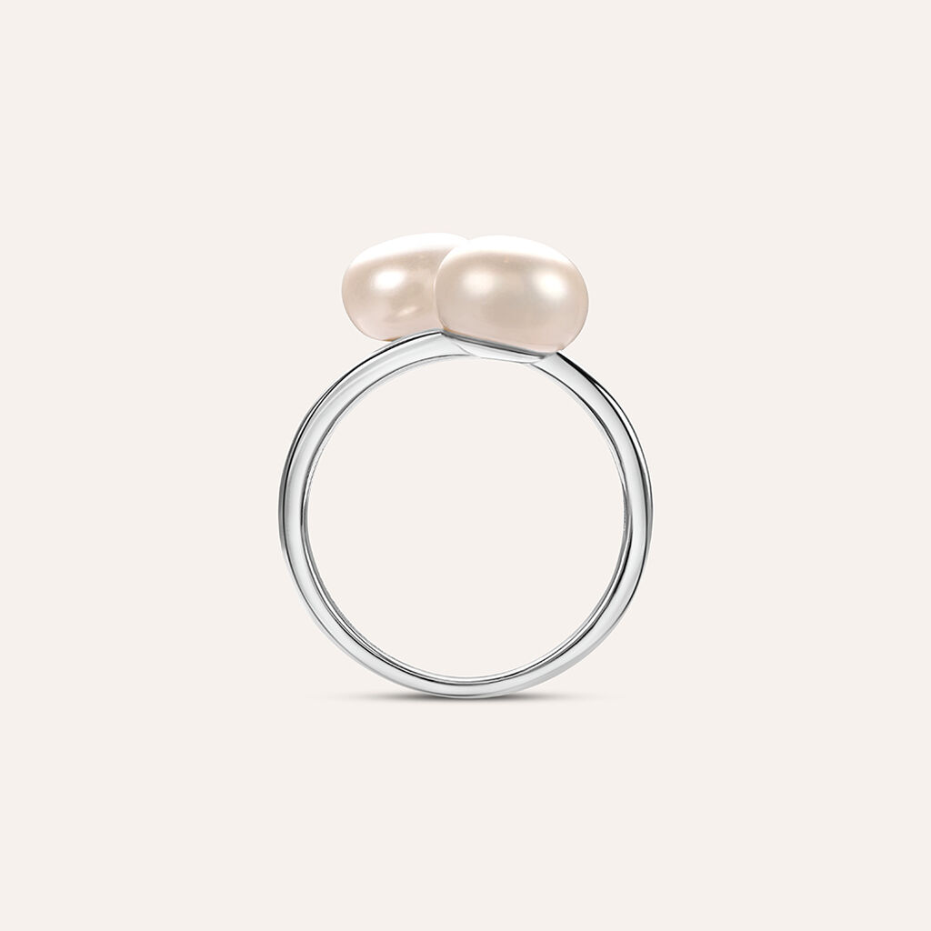 Anello Contrarie Silver Pearls Argento Rodiato Perla sintentica